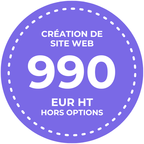 Vignette avec le prix du forfait de création d'un site Web vitrine à 990 EUR HT